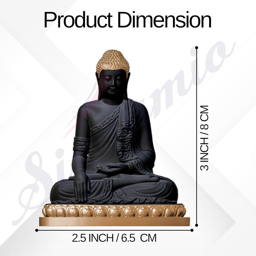Murti de Bouddha Gautama Noir - Parfait Idole de Dieu pour Tableau de Bord de Voiture et Petite Statue de Bouddha pour Décoration Intérieure, Articles Cadeaux,
