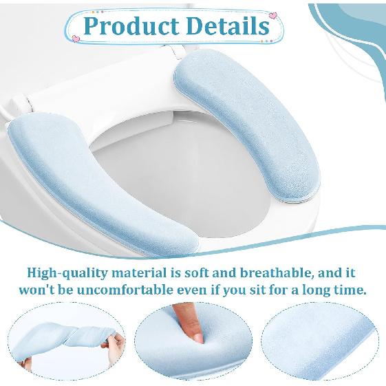 Toilet Seat Cover, Thick and Elastic Bathroom Toilet Seat Cushion Soft Polyester Fiber Sponge Cushioned Lid Cover, Non-Slip Washable Reble Comfort