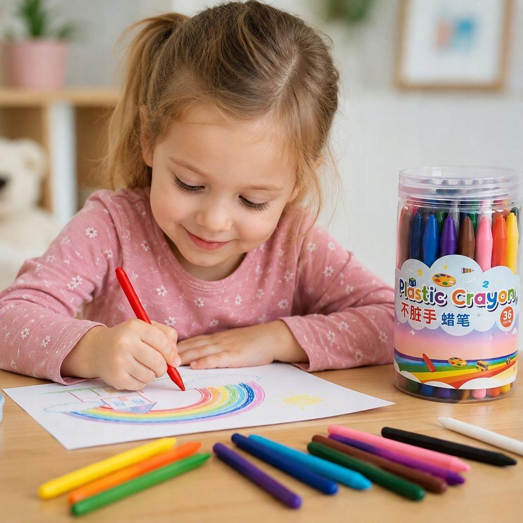 Set of 36 Colors Non-Marking Crayons 12 for Children