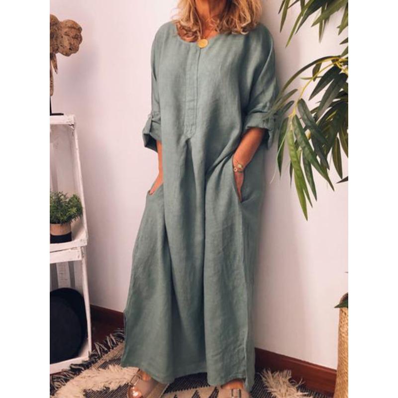 Women's cotton and linen loose dress