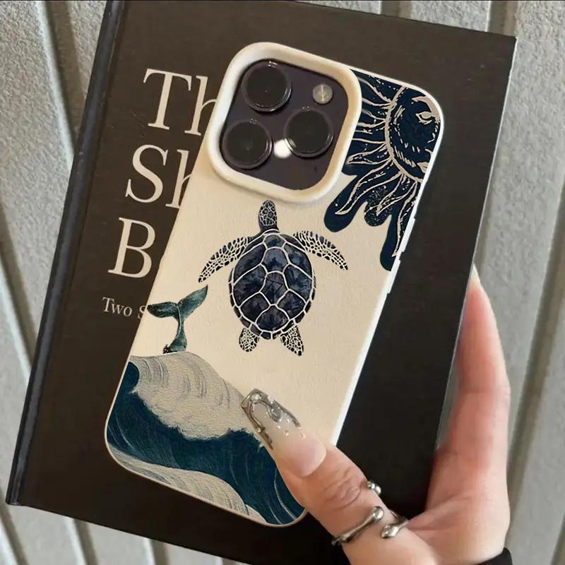 

Sea Turtle Waves Lychee Texture Silicone Phone Case For iPhone 17 Pro Max 14 Plus 11 12 13 14 15 16 Pro 17 Air Soft Cover iPhone Air