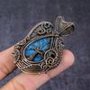 Neon Blue Apatite Handmade Copper Wire Wrap Tree Of Life Pendant 2.64" K3w48