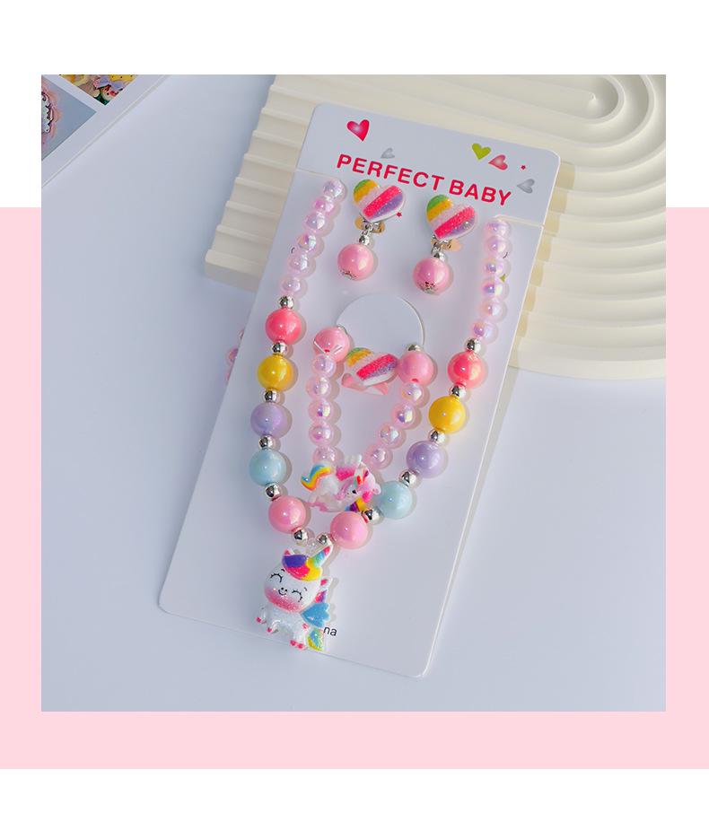 Children's Unicorn Beaded Necklace & Ring Set - DIY Jewelry for Girls