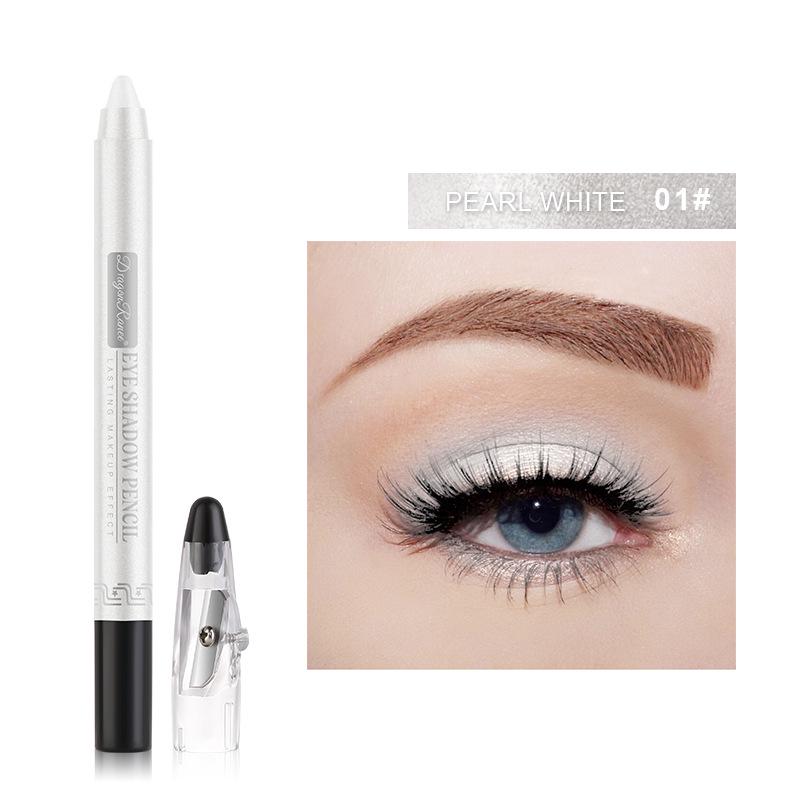 DragonRanee 12-Color Pearlescent Eyeshadow & Lipstick Pencil - Non-Smudging, Sharpenable, Fine Glitter Foam Pen