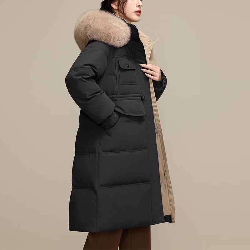 Yalu RS Women's Winter Hooded Down Jacket with Faux Fur Trim