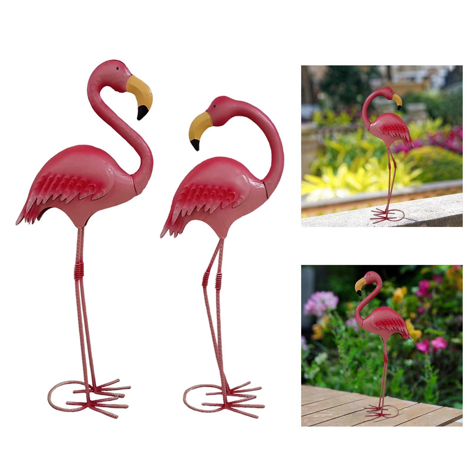 

Garden Statue Flamingo Sculpture Craft Versatile Pink Gift Metal Yard Art Animal Figurine for Balcony Porch Patio Lawn Outdoor Height 48 cm