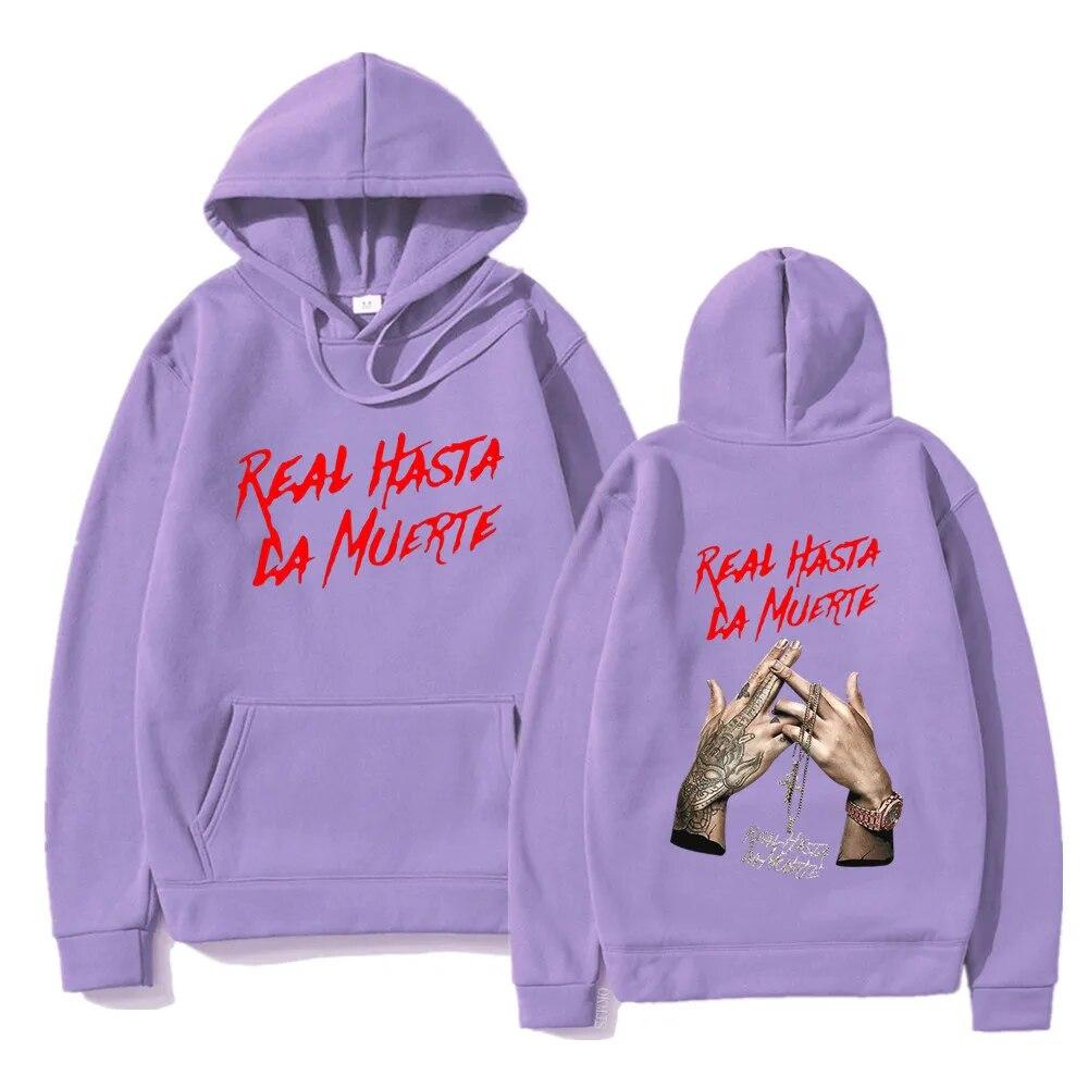 Anuel AA Printed Unisex Hoodies Sweatshirt Fashion Real Hasta La Muerte Casual Tracksuit Unisex Women Clothing Anime Pullover Hoodie