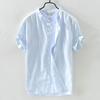 Men's Retro Japanese Linen White Lapel Short Sleeve Shirt