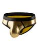 Men'S Panties Pu Shiny Sexy Lingerie Low Waisted Bulge Pouch Underwear Briefs New In Now Man Underpants Sissy Patchwork Panties