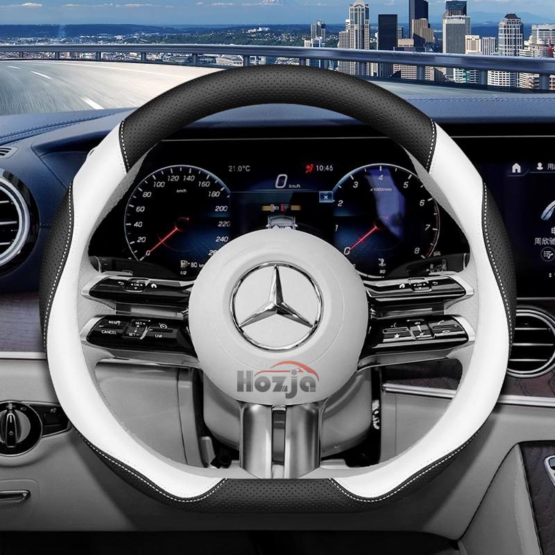 Leather Car Steering Wheel Cover for Mercedes Benz W214 C200 V-class GLE E-class GLA 200 GLC CLA A200 Interior Accessories 2025 PP8