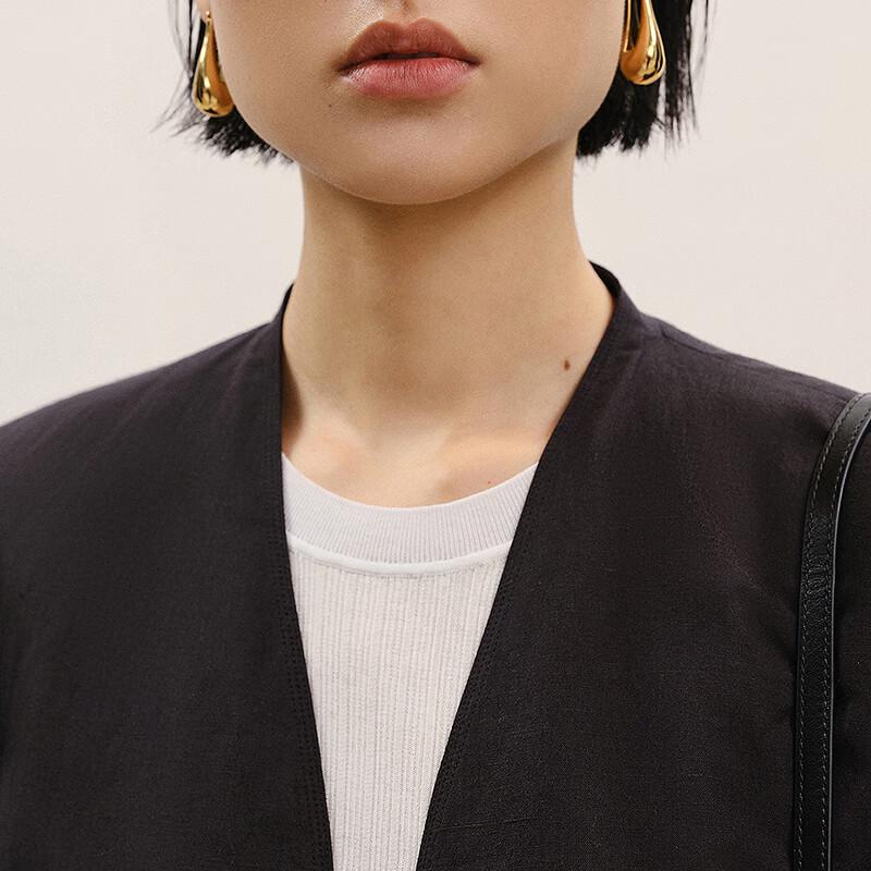 LESS 2026 Spring Collection Collarless Long-Sleeve Blazer