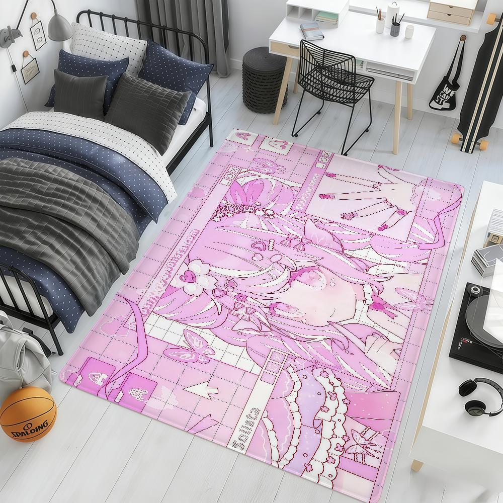 Cute y2k art pink purple anime girl hogar Bedside Rug Kitchen Bath Floor Mat Hallway Balcony Carpet Entrance Doormat Decor Home