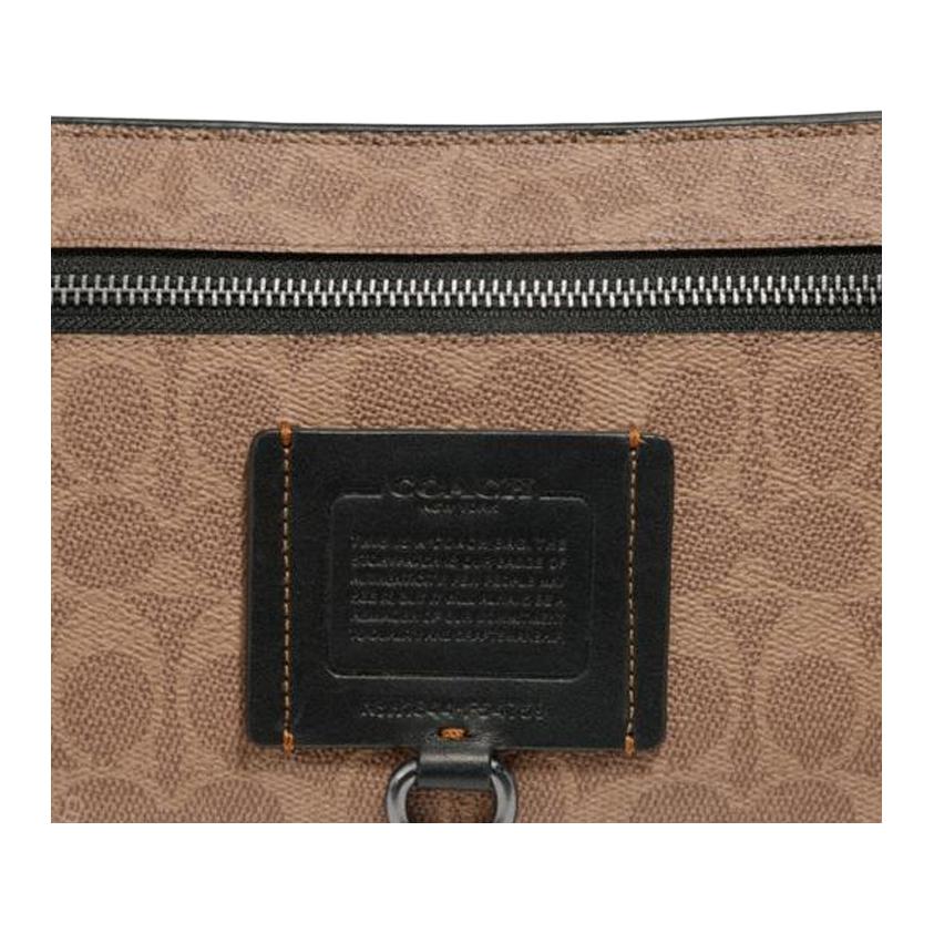 Coach Rivington Monogram Canvas And Leather Shoulder Crossbody Clutch Men Bags Khaki 69984-KHA