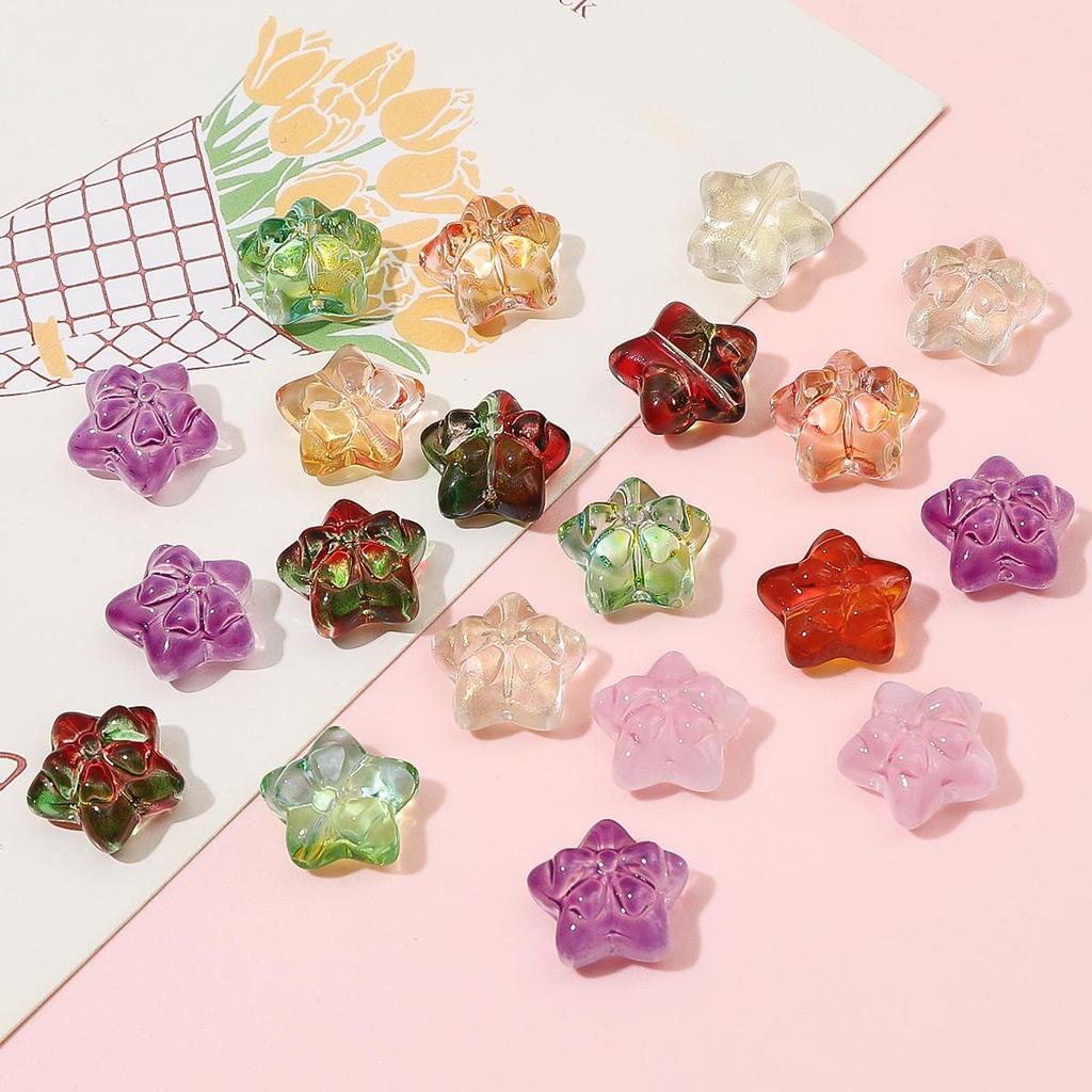 10pcs 15mm Crystal Glass Star Bow Beads Charm for Earring Necklace Bracelet DIY Jewelry Making Accessories