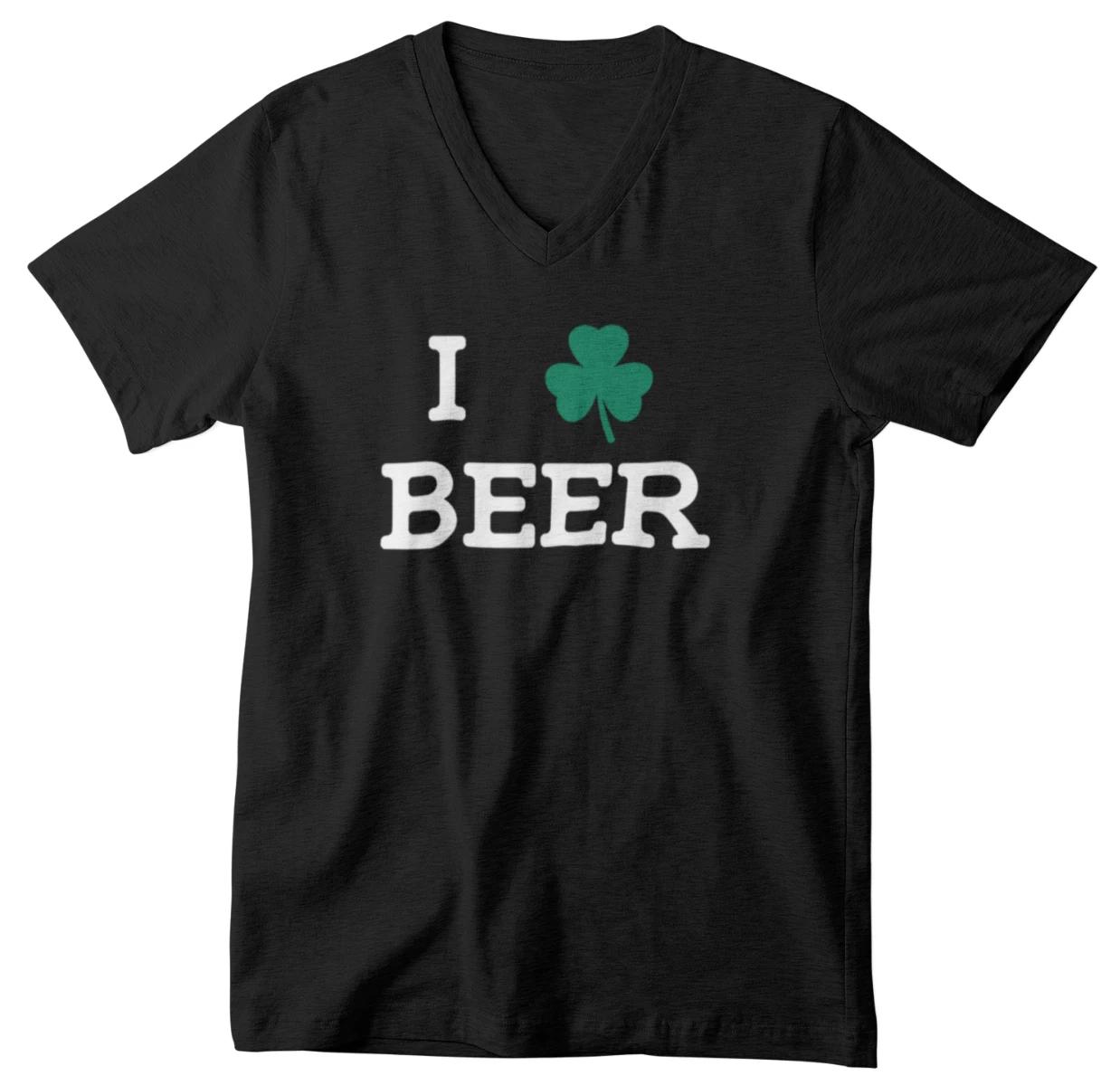 Mens V-neck I Love Beer Shirt Funny Party Irish Beer Lover St Patrick s Day Tee 4XL