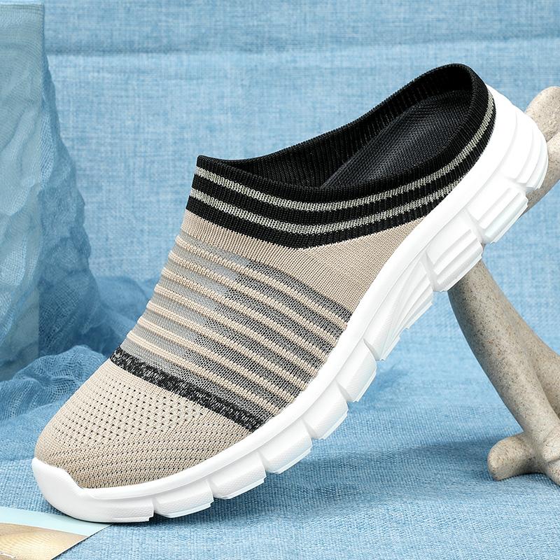 2024 Men Casual Mules Mesh Breathable Flat Slippers Summer Couple Shoes Large Size Loafers Fashion Shoes Men Street Slippers