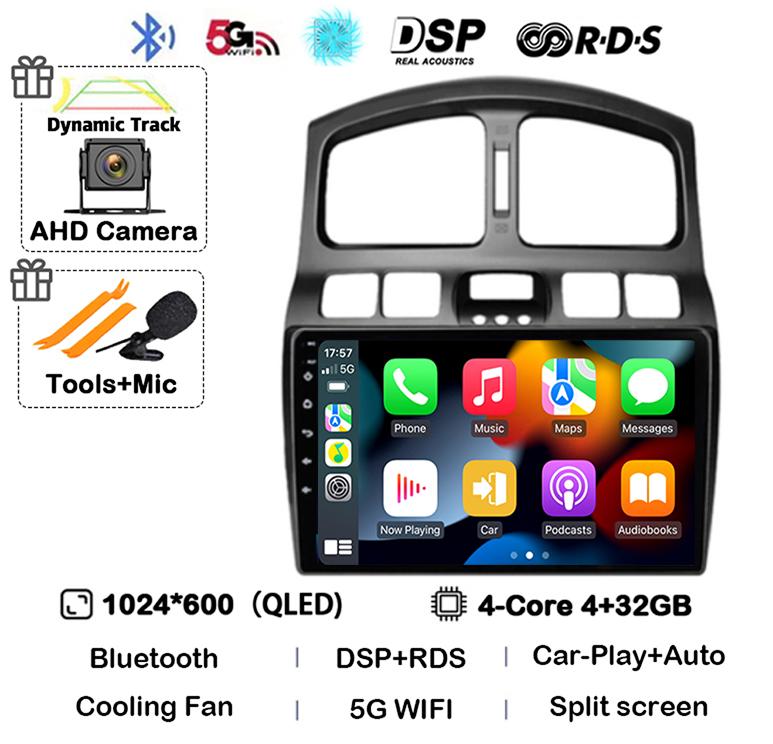 Android 14 Car Radio For Hyundai Santa Fe SM 2000-2012 For JAC S1 (Rein) 2007-2013 Multimedia Video Player Navigation Stereo DSP
