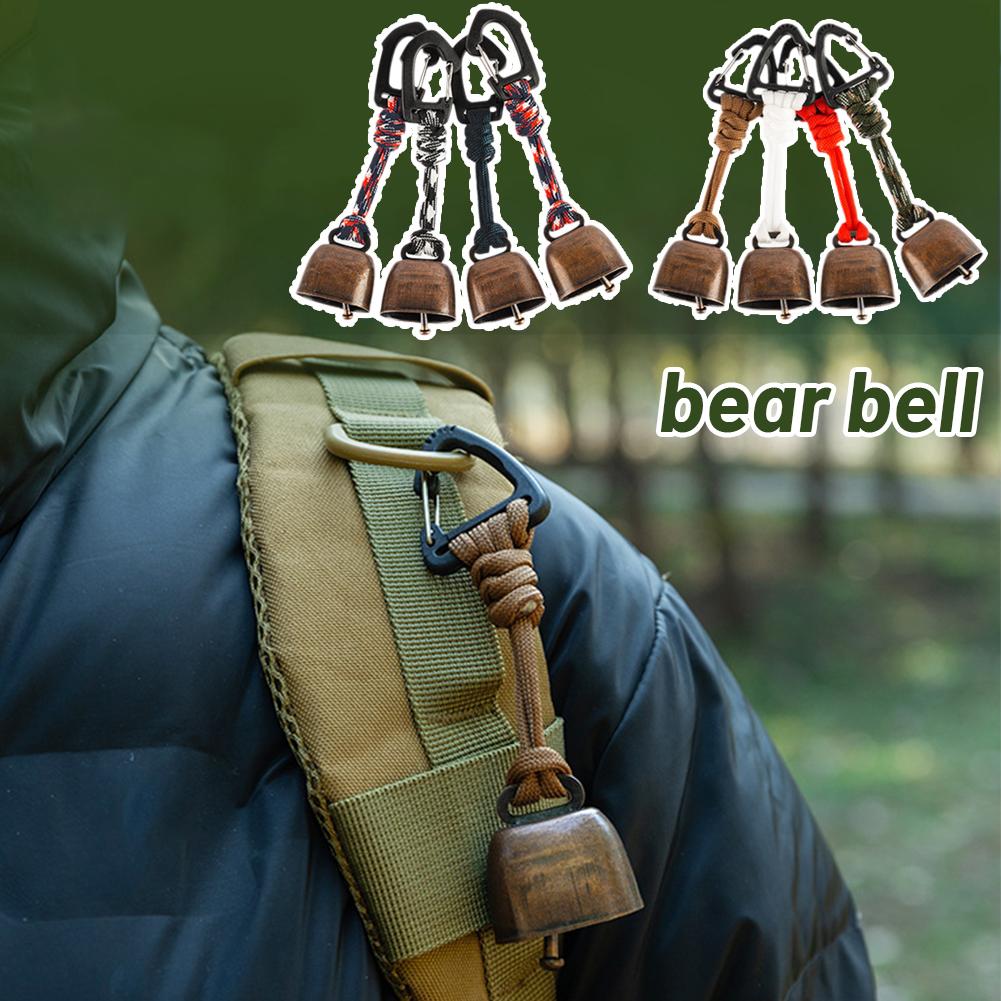 1pcs Outdoor Bear Bell Hiking Camping Loud Cast Iron Cowbell with Hand Braided Lanyard Anti-Lost Backpacking Keychain
