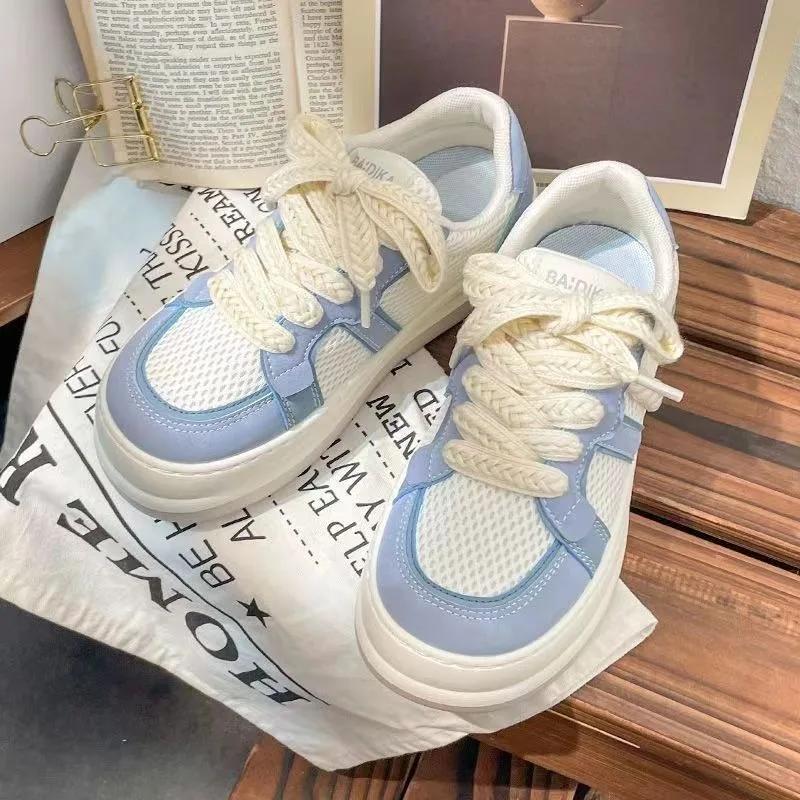 Spring Autumn New Breathable Mesh Women's Sports Shoes Comfort Lace Up Korean Woman Shoes Everyday Versatile Casual Flat Shoes