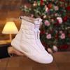 Fashion Women Cotton Shoes Plush  Thick Sole Zipper Anti Slip Warm Ankle Boots Lace Up Platform Height Increasing Snow Boots2025