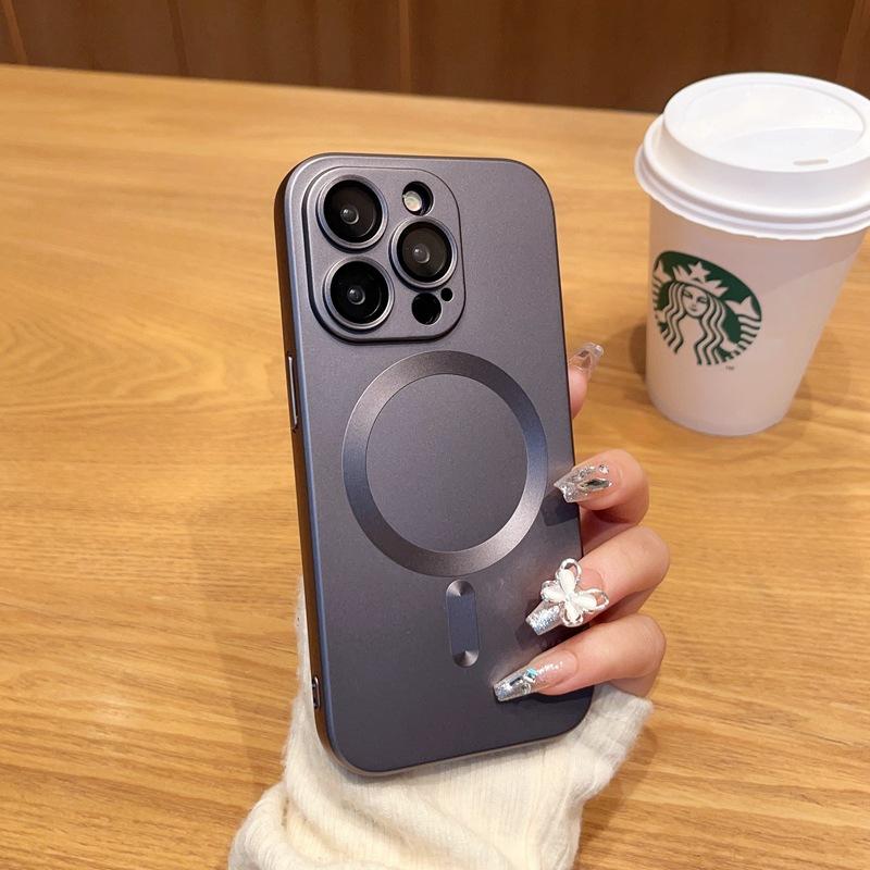 Applicable To IPhone 17 Metal Paint Magnetic Phone Case Skin Feeling Apple 16proMax Full Inclusive Anti Fall 15 Protective Case