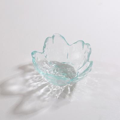 Small Glass Dish Nordic Style Gold Inlay Glass Sauce Bowl Mini Japanese Cherry Blossoms Seasoning Plate For Ice Cream Fruit Sala