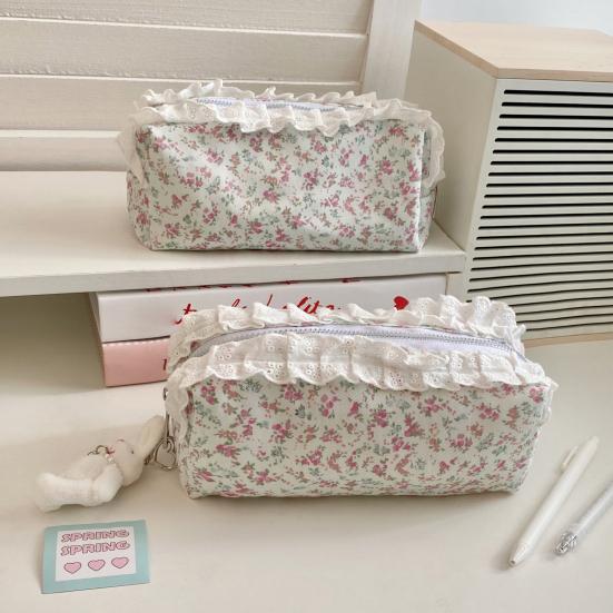 Mädchen Bleistiftmäppchen Niedliches florales Federmäppchen Große Kapazität Reißverschluss Stifttasche