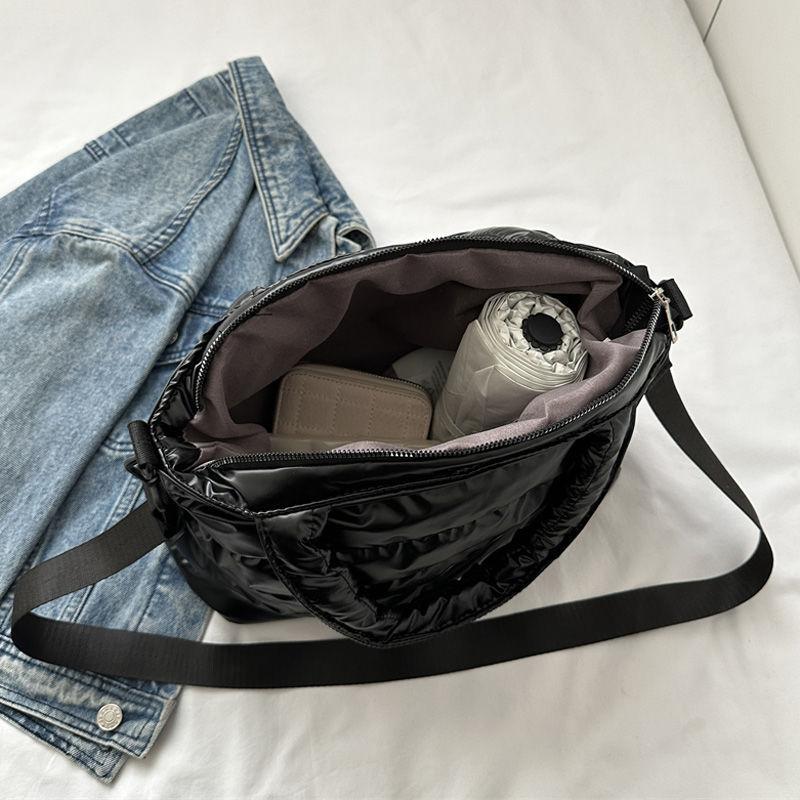 Cotton clothes women's bags spring and summer new embroidered thread space cotton shoulder handbag fashion glossy women's messenger bag