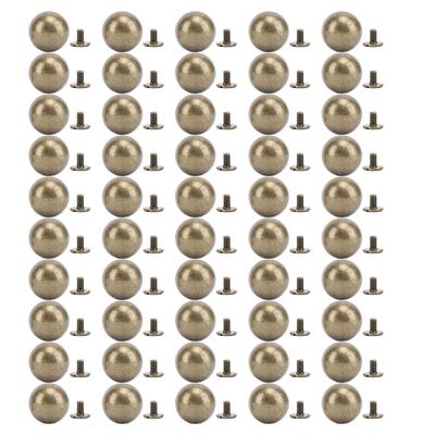 50 Set Sphere Rivet Kit Iron Soild 10mm Diameter Sphere Stud Kit with 6mm Screws for Leather Crafts