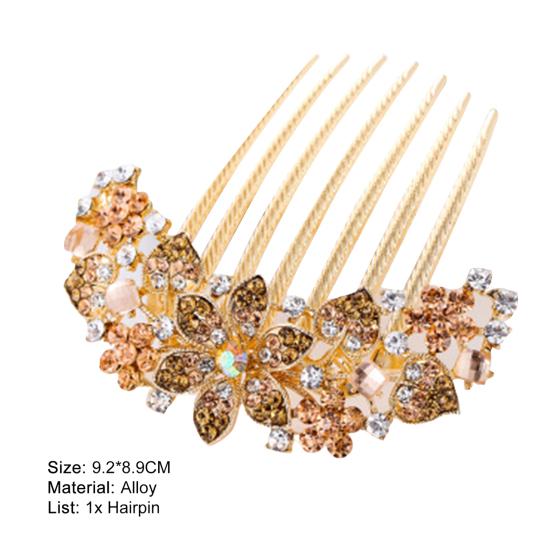 Pieptene de Păr Non-alunecare cu 7 Dinți Stil Coreean cu Strassuri Floare Decupată Ornament Colorat pentru Păr Accesorii Păr