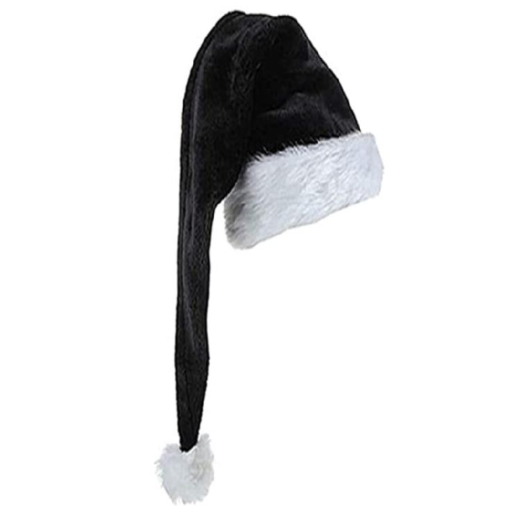 Black Plush Santa Hat Women Beanie Winter Hat Soft Slouchy Warm Christmas Hat 30 45cm