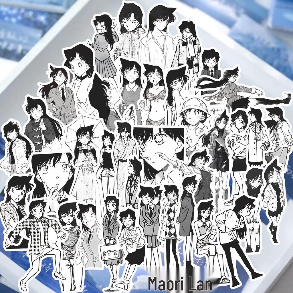 Ran Mouri Black & White Manga Sticker - Detective Conan Anime Decoration for Tablet, Planner, or Album