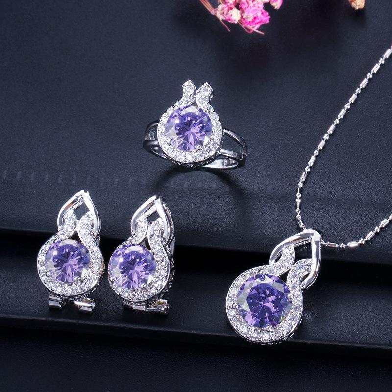 Jewelry Necklace Set, Simple Zircon Three-Piece Set.