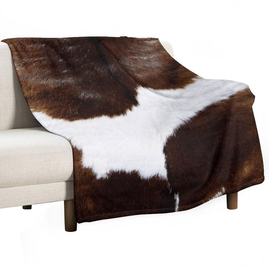 Rustic Ranch Cow Print Throw Blanket Soft Nap Thins Plush Blankets