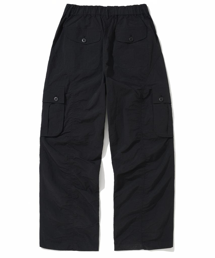 NOT4NERD Contour Shirring Nylon Cargo Pants - Black