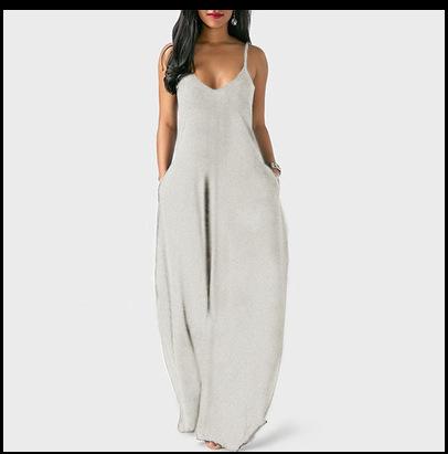 Women's Sleeveless Maxi Dress Spaghetti Strap Solid Color Long Dress Casual Loose Fit Summer Beach Dress