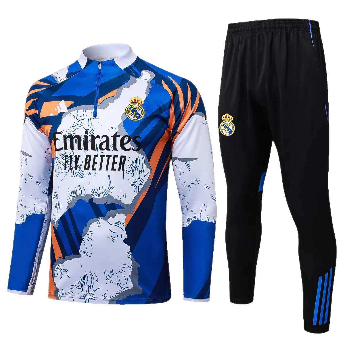 25-26 Football training suit half zipper long sleeve trousers suit national team club logo sportswear training S