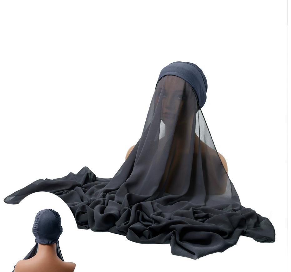 Ramadan Instant Hijabs Chiffon Hijab Scarf With Jersey Caps Bonnet Brand Design Muslim Scarf Women Islamic Underscarf Hijabs