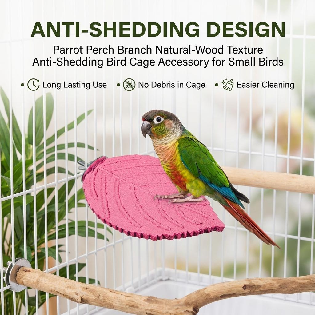 Parrot Perch Branch Natural-Wood Texture Anti-Shedding Bird Cage Accessory for Small Birds