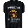 Men'S Funny Monkey Graphic T Shirt 180g 100% with My Mind Is a Dangerous Place Slogan Casual Short Sleeve Shirt for Parties 4th of July Casual Attire
