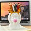Cute Rabbit Ear Bubble Blowing Girl Pen Holder Multi Functional Storage Pen Holder Office Desktop Stationery Storage Bucket
