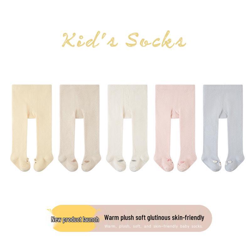 Newborn White Footed Tights: Autumn/Winter Velvet Thickened Big Butt Style for Baby Girls