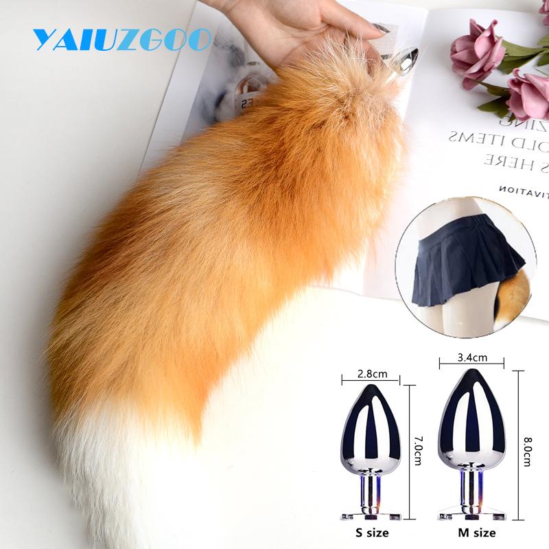 Anal Plug with Real Fox Tail for Woman Separable Cosplay Butt Plug Anal Adult Products Masturbator Man Female Couples Sex