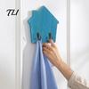 Self Adhesive Wood Hooks for Home House Shape Wall Storage Hook, Strong Traceless Decorative Apartment Renters American Style Hanger Entryway