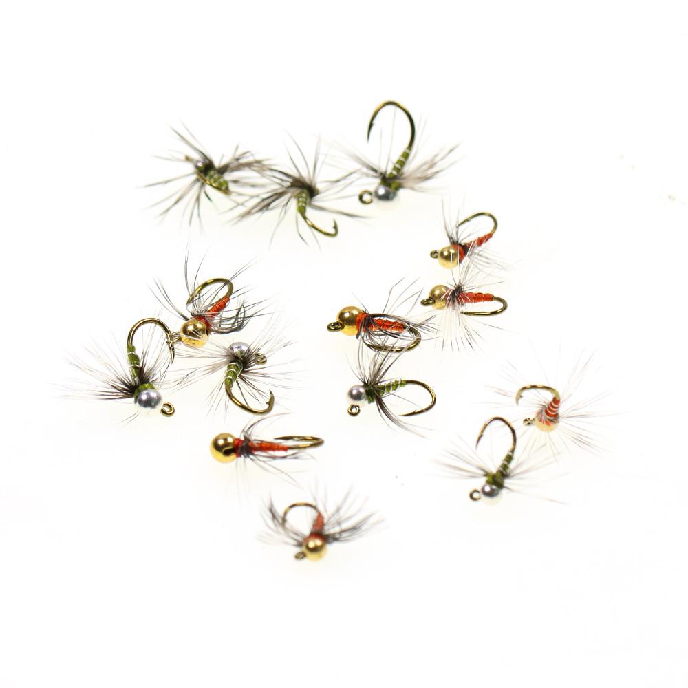 6PCS Tungsten Beadhead Midge Jig Nymph Fast Sinking Fly Fishing Lure for Trout Grayling Euro Nymphing