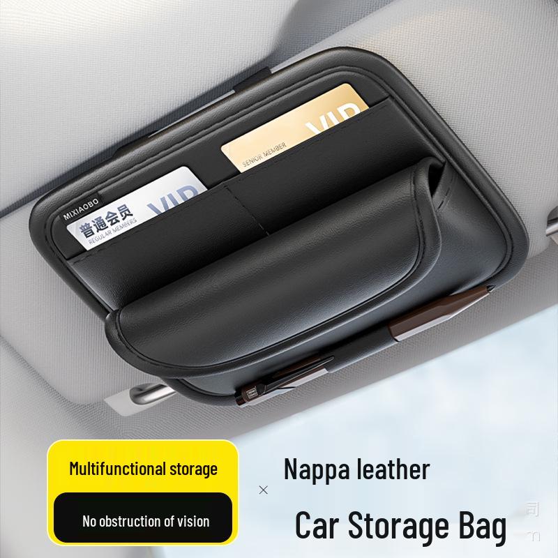 Car Sun Visor Multi-functional Glasses & Card Holder Storage Bag