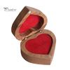 Ring Storage Box Jewelry Heart-Shaped Walnut Wood with Engagement Velvet Padding Smooth Polished Surface Weddings Proposals Case Multi-purpose