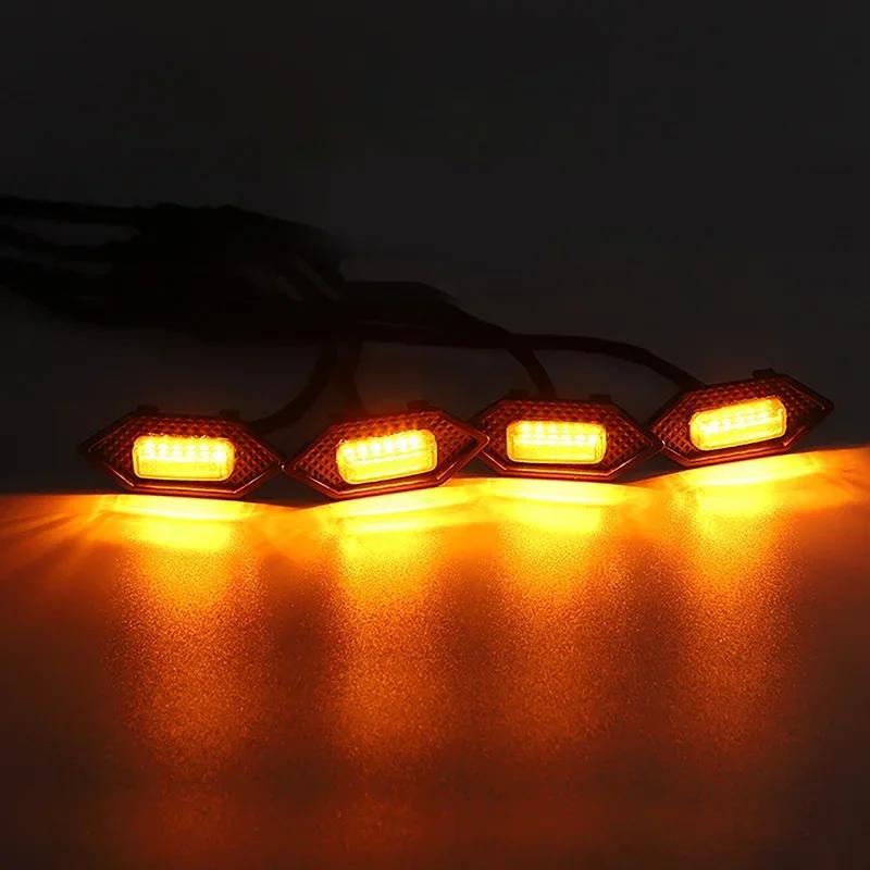 LED Car Lights 4Pcs Front Grille LED Light Safety Warning Light Harness For Honda CRV 2017-2024 Car Accessories LED Signal Lamps