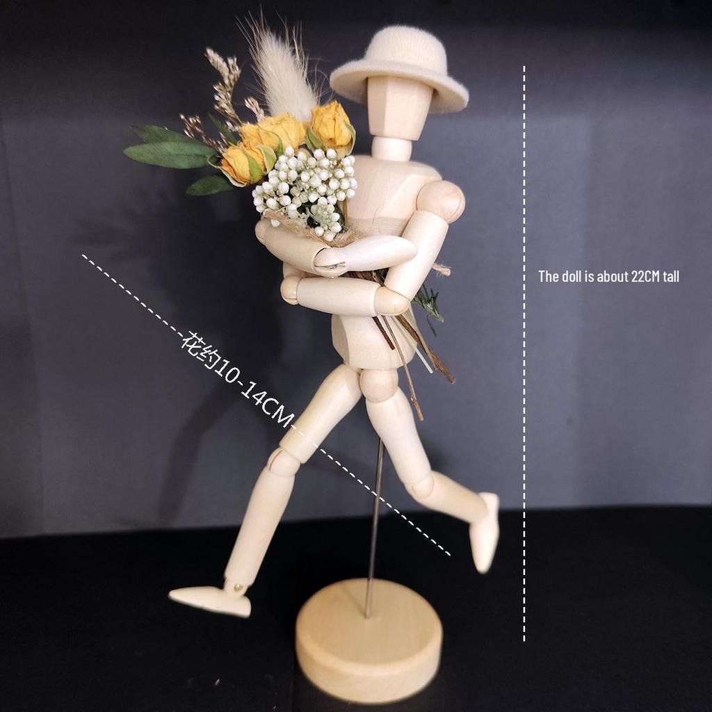 Jointed Wooden Puppet Doll: Handcrafted Human Body Ornament & Decompression Gadget.