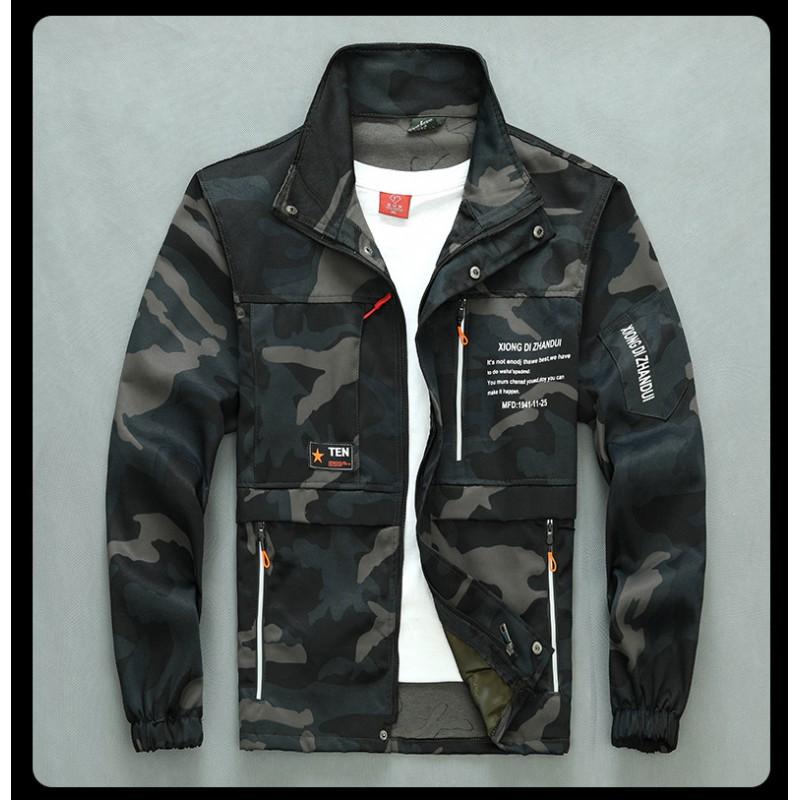 Work Clothes Suit Men's Dirt-resistant Thick Construction Site Auto Repair Camouflage Clothing Labor Protection Outdoor Tooling